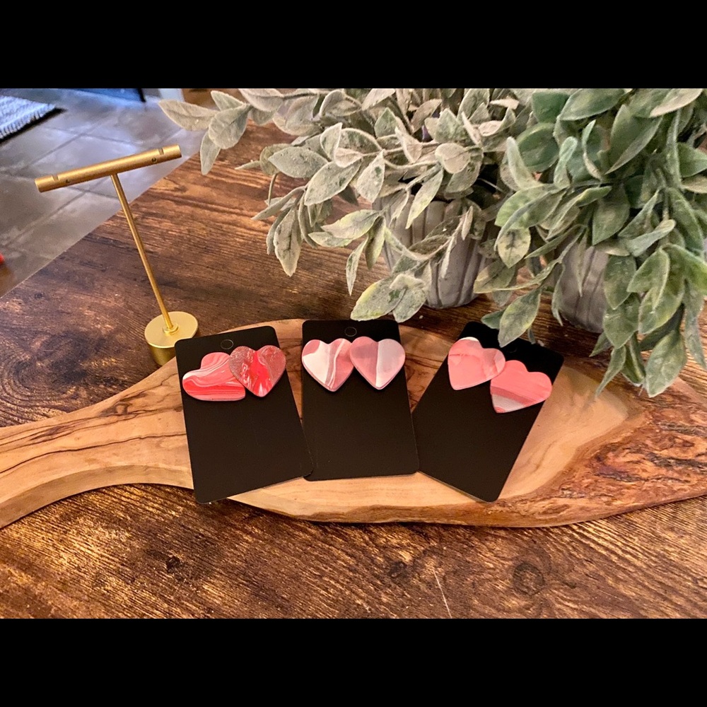 Handmade Clay Valentine’s Day Series Hearts Studs - Picture 6 of 6